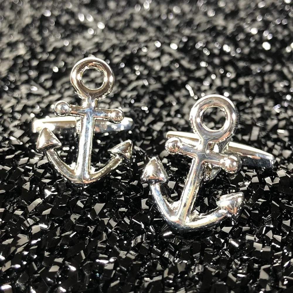 Anchors Cufflinks Rockabilly Sailor Nautical silver-tone